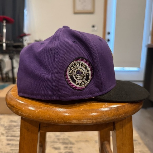 New Era Colorado Rockies Inaugural Year 1993 Fitted Hat Purple Black Gold EUC - Picture 3 of 8